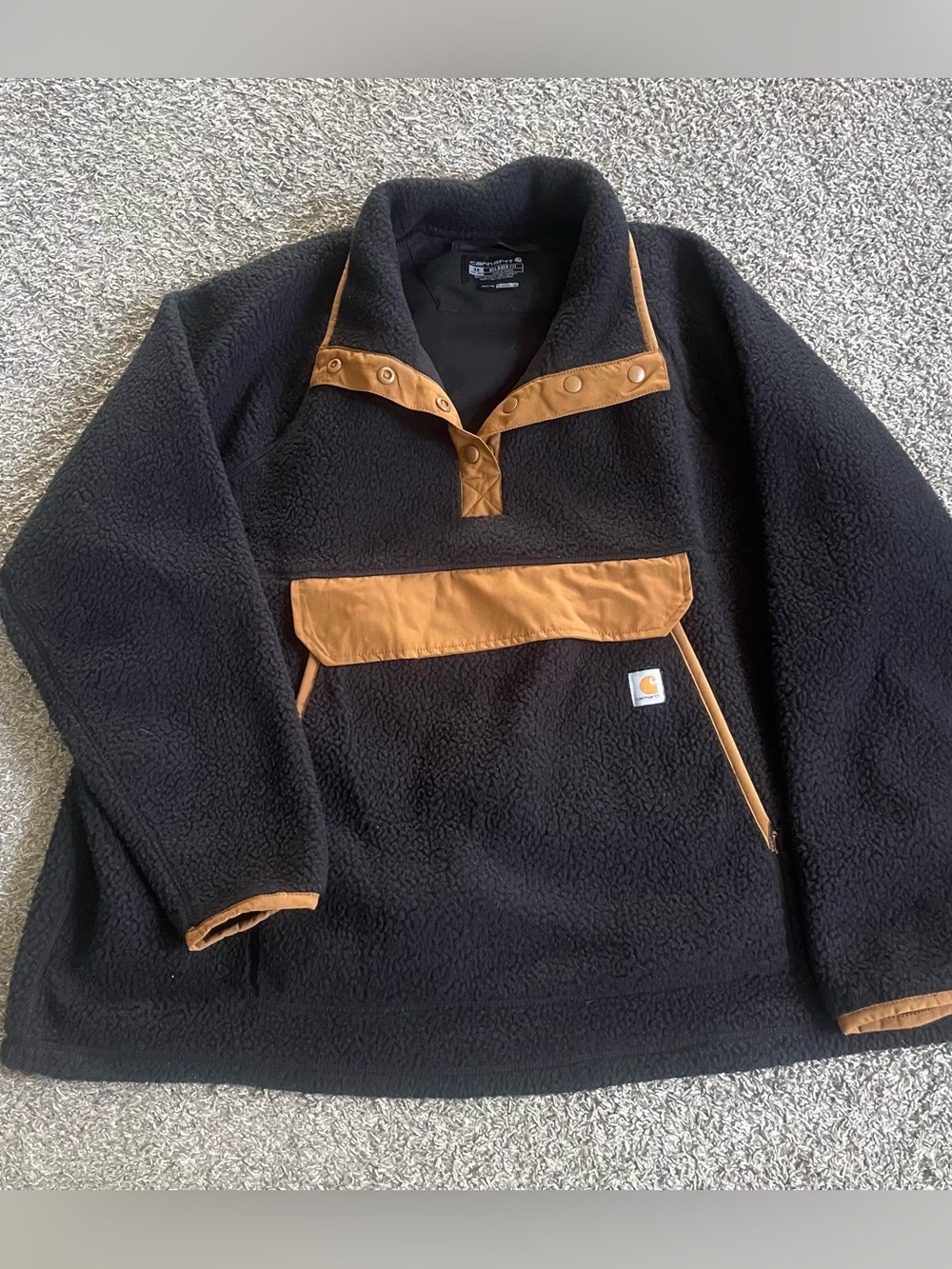 Carhartt Women's Black Fleece Pullover with Brown Trim